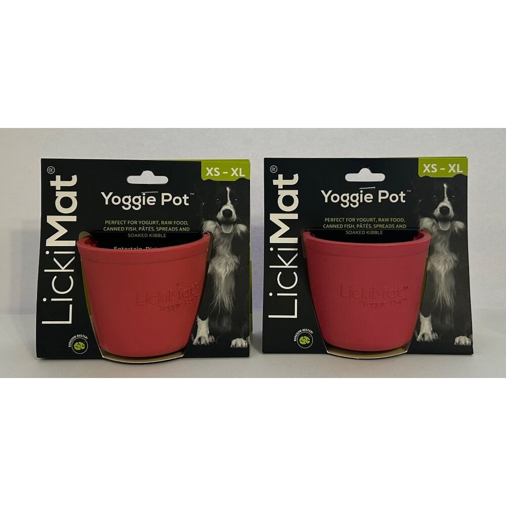 TWO LickiMat Yoggie Pots XS - XL For Dogs Reduce Stress & Boredom Entertain Pets